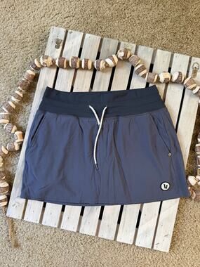Vuori Sea Breeze Dark Gray / Blue Athletic Skort Skirt